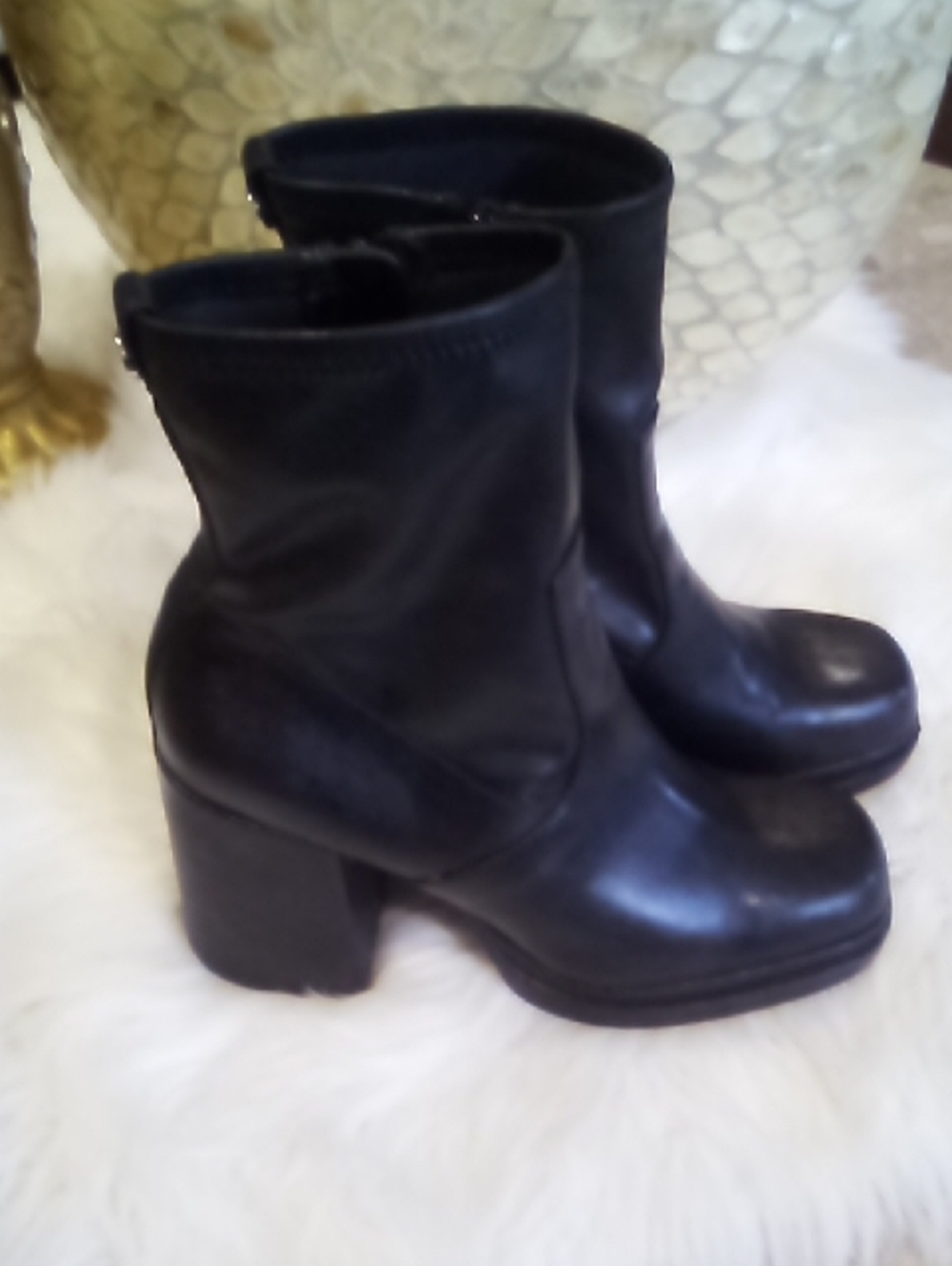 Y2k Steve Madden Black Chunky Platform Ankle Boots